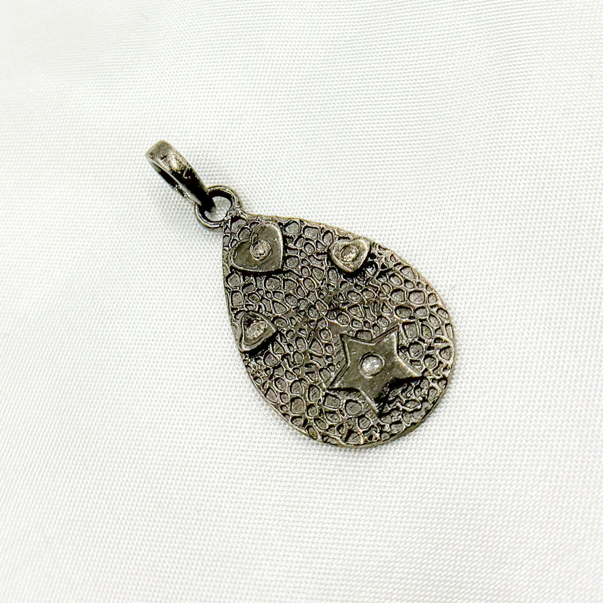 Silver Drop Heart & Star Pendant