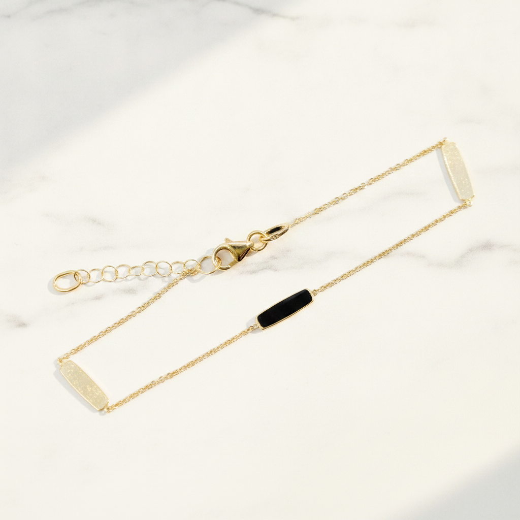 BR4900. 14k Solid Yellow Gold Bars Link Bracelet