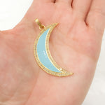 Load image into Gallery viewer, DP476A. Diamond Sterling Silver Moon Enamel Pendant
