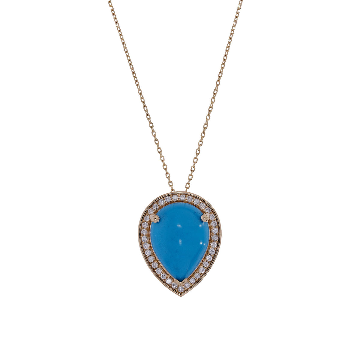 CP96889TQ15X11. 18K Solid Gold Diamond and Turquoise Pendant