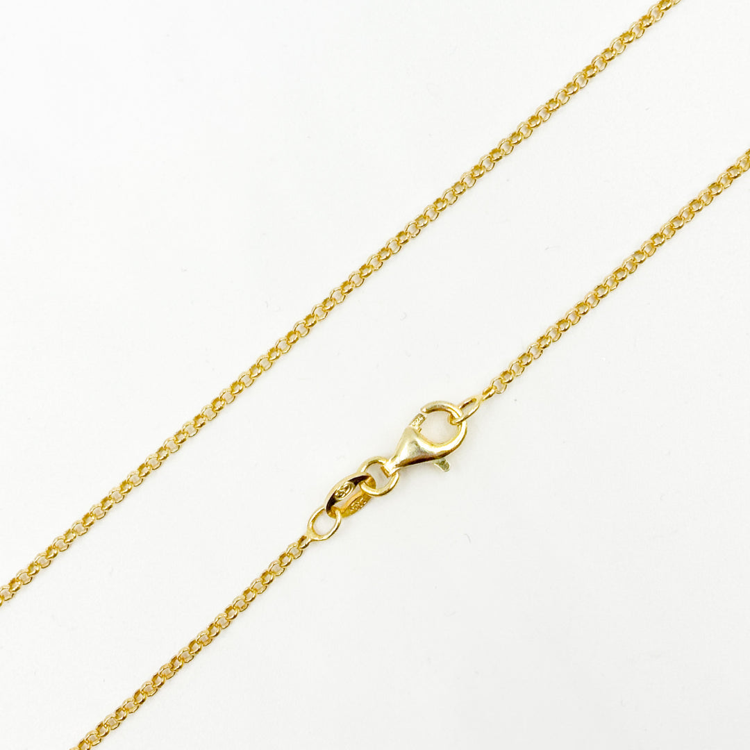 28Necklace. Gold Pated Sterling Silver Rolo Necklace