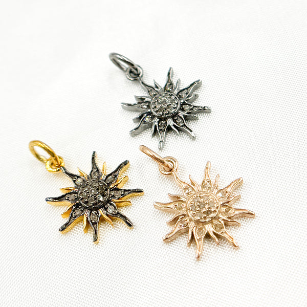 Diamond Sterling Silver Sun Charm