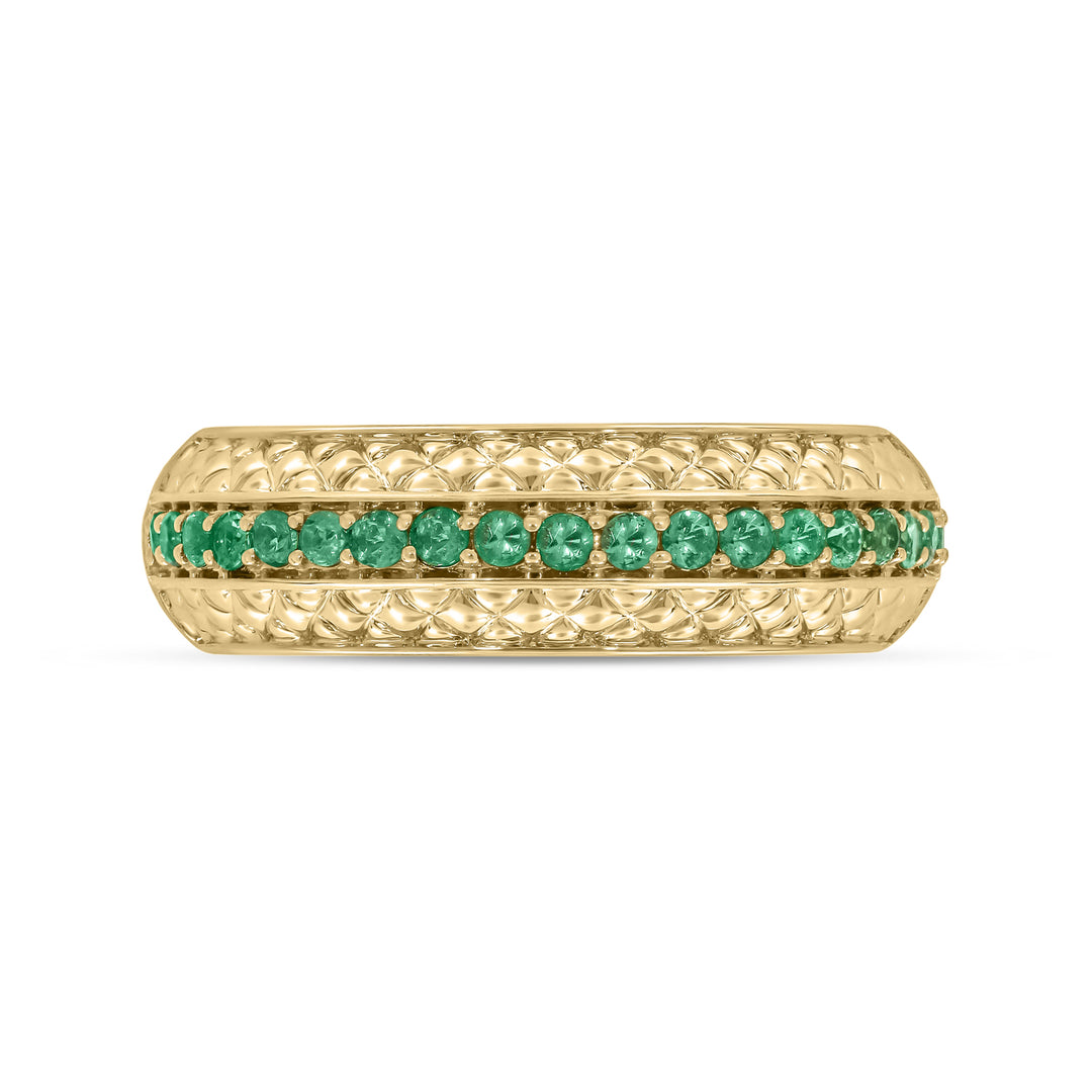 14k Solid Gold Diamond and Emerald Band Ring. RAE01628