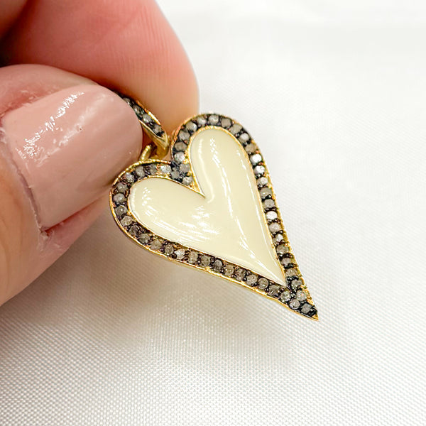 Diamond Sterling Silver Heart Enamel Pendant