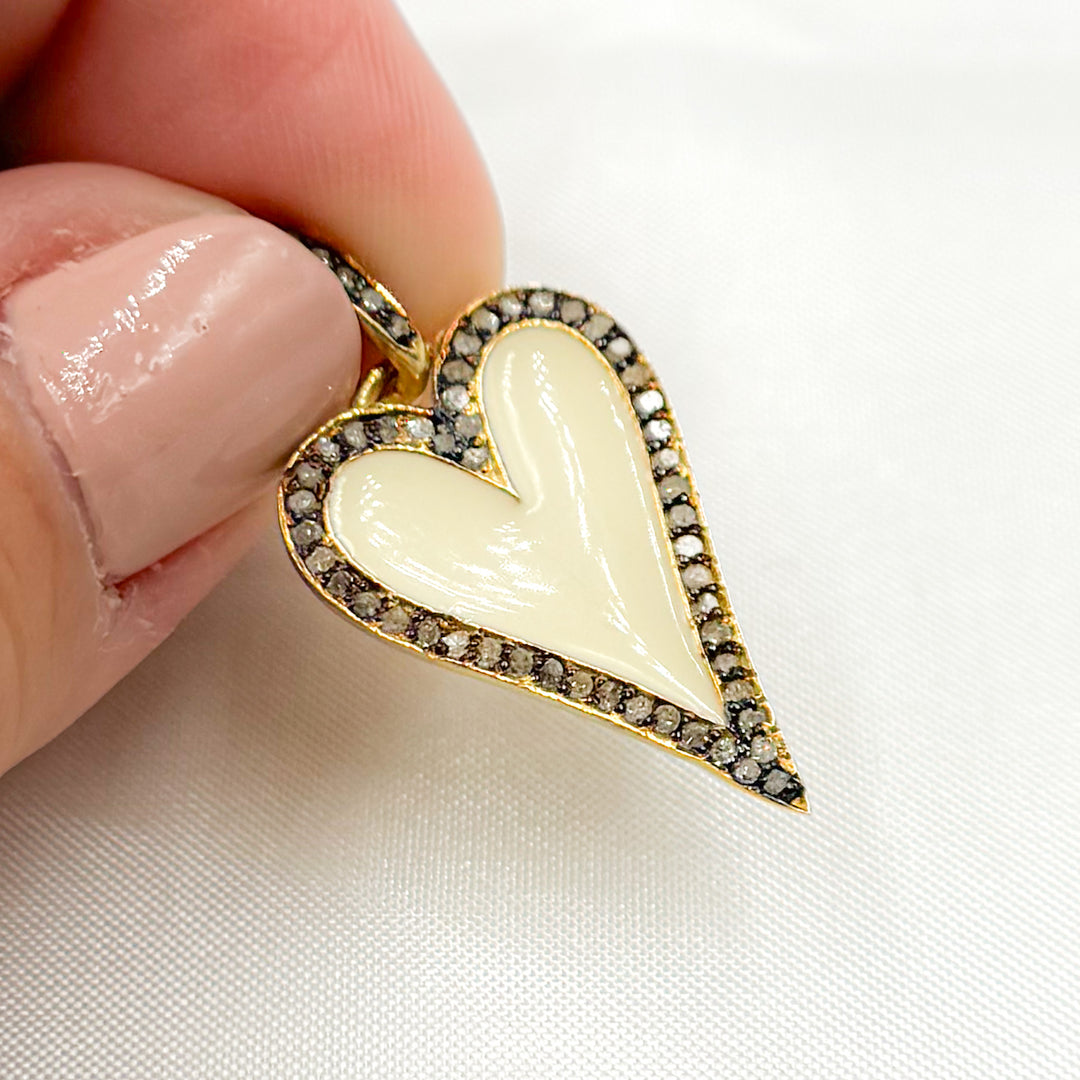 DP702A. Diamond Sterling Silver Heart Enamel Pendant