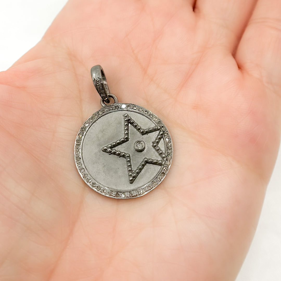 Silver Rounded Star Buy Diamond Sterling Silver Round Star Pendant