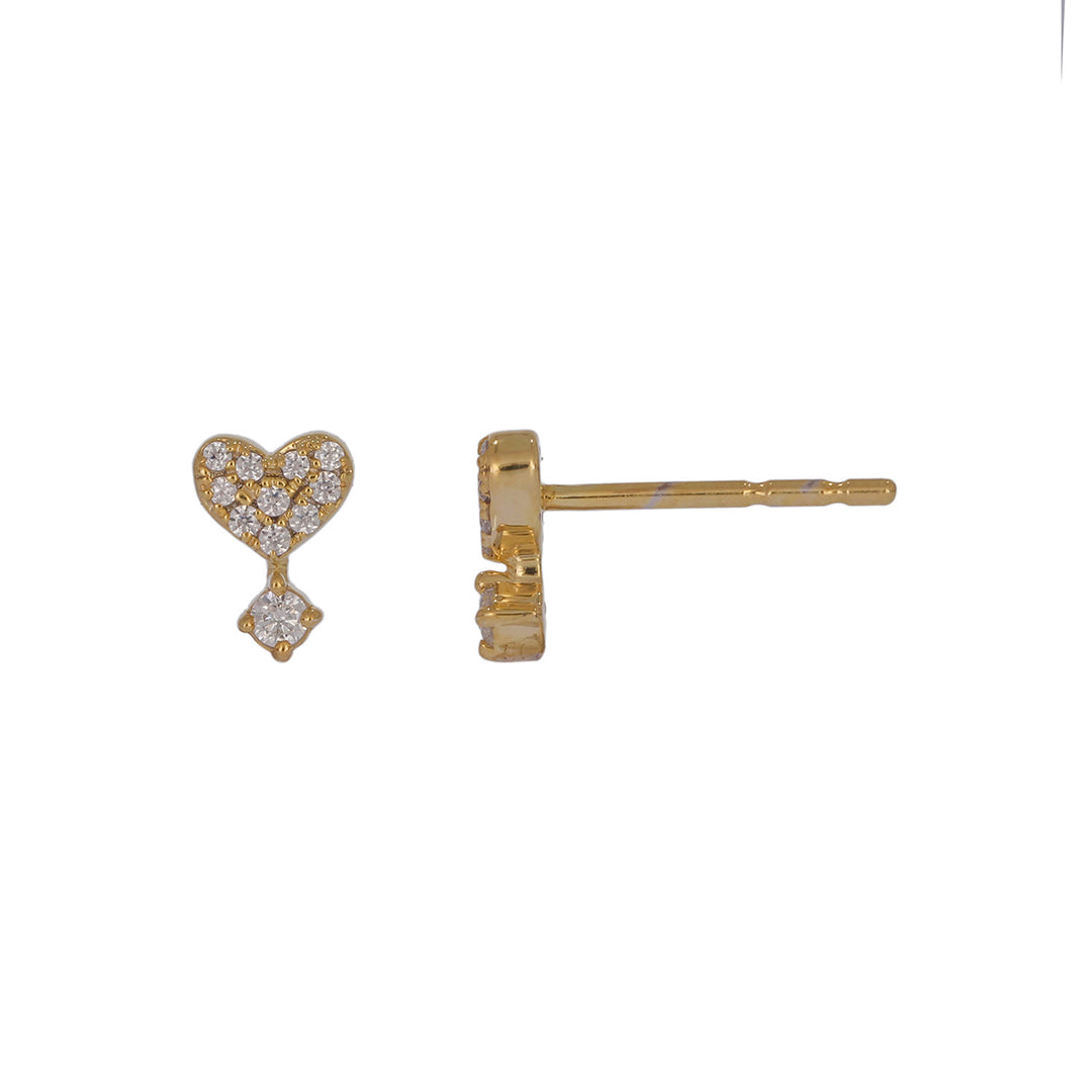 EFB54278. 14K Solid Gold Diamond Heart Stud Earrings