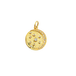 Load image into Gallery viewer, 14K Solid Gold with Diamonds Circle Charm with Moon and Dots in the Center. GDP252
