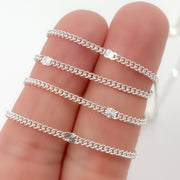 Silver Curb and Diamond Cut Link Chain