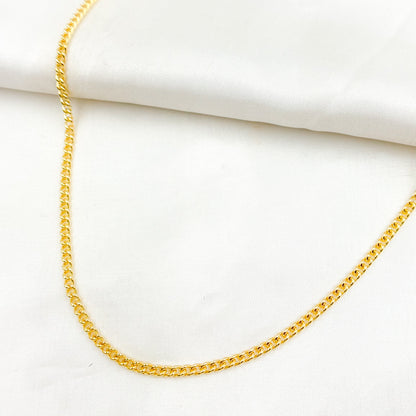 14K Solid Gold Smooth Curb Link Chain
