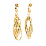 Load image into Gallery viewer, 15850023044. 14K Solid Gold Twist Triple Oval Hollow Dangle Earrings
