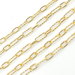 Load image into Gallery viewer, Gold Plated 925 Sterling Silver Diamond Cut &amp; 1 Smooth Link Paper Clip Chain. V141GP
