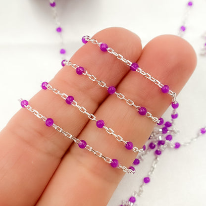 Sterling Silver Purple Color Enamel Chain