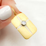 Load image into Gallery viewer, DSP076A. Sterling Silver Rectangle Enamel Pendant with Gemstone
