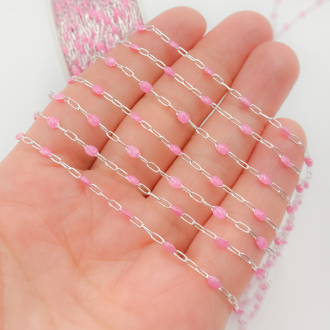 V250ENSS. Sterling Silver Enamel Satellite Chains