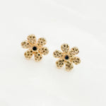 Load image into Gallery viewer, DE058. Diamond and Gemstones Sterling Silver Flower Studs
