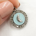 Load image into Gallery viewer, DC227A. Diamond Sterling Silver Round Moon Enamel Charm
