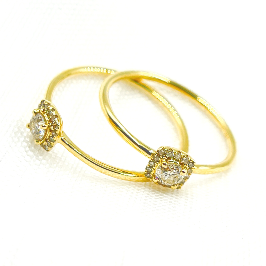 14K Solid Gold Diamond Square Ring. RFD16963