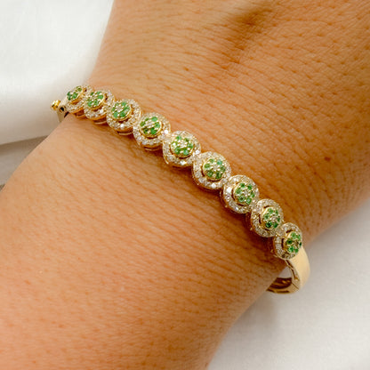 KG247.14K Solid Gold Bangle with Diamonds and Stones
