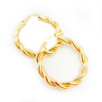 Load image into Gallery viewer, 15850003133. 14K Solid Gold Twist Double Round Hollow Hoop Earrings
