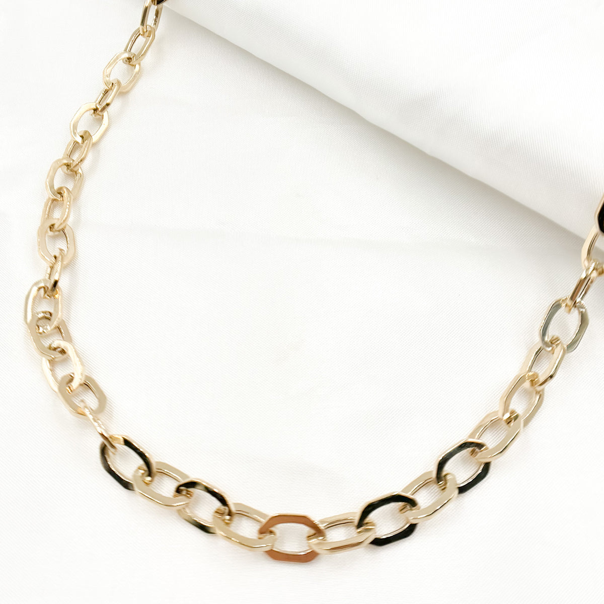 Shop Now 14K Solid Hollow Gold Flat Oval Link Chain