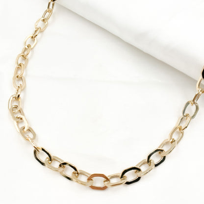 Shop Now 14K Solid Hollow Gold Flat Oval Link Chain