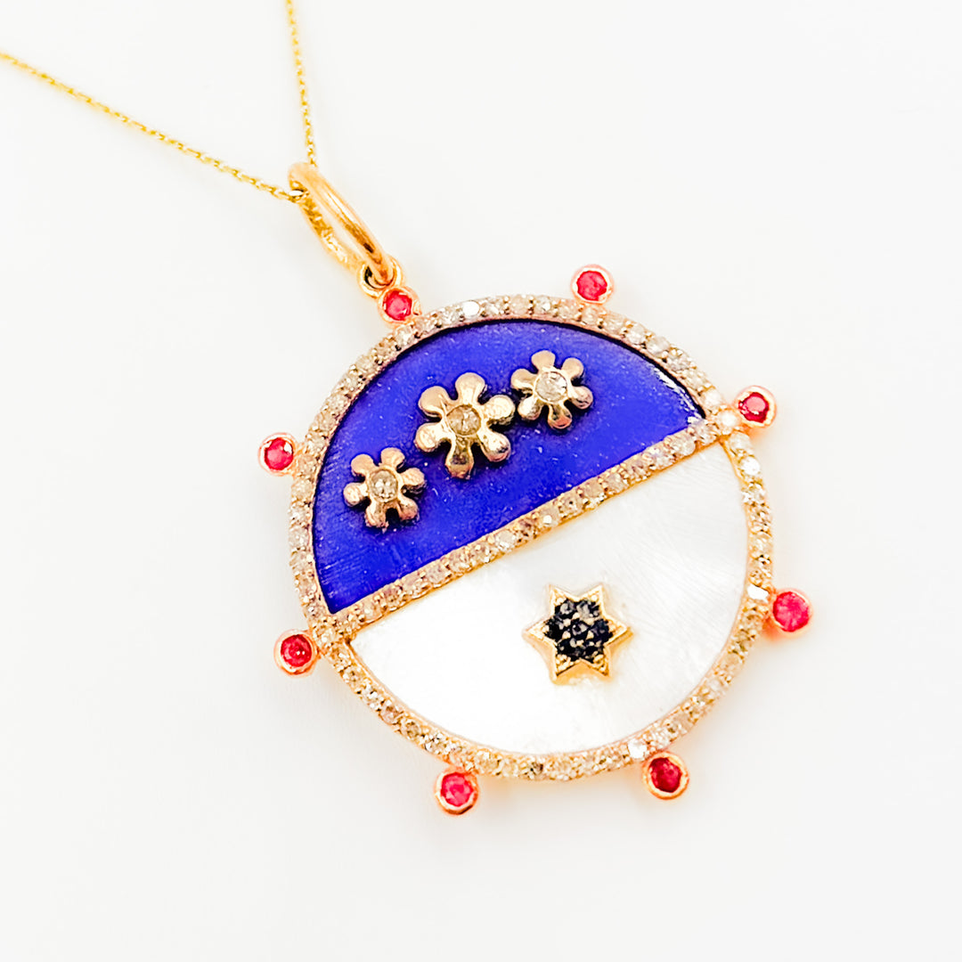 KG240. 14K Gold Flowers Pendant