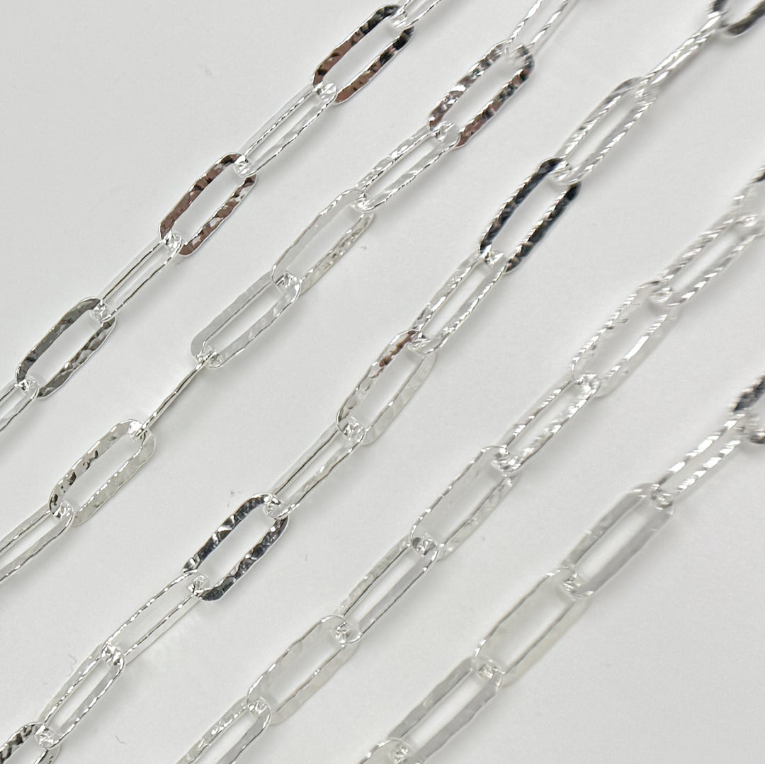 Silver Hammered Paperclip Link Chain