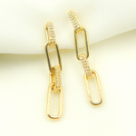 Load image into Gallery viewer, 14K Solid Gold and Diamonds Paper Clip Dangle Earrings. EFC51944
