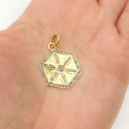 Buy Now Sterling Silver Hexagon Flower Pendants