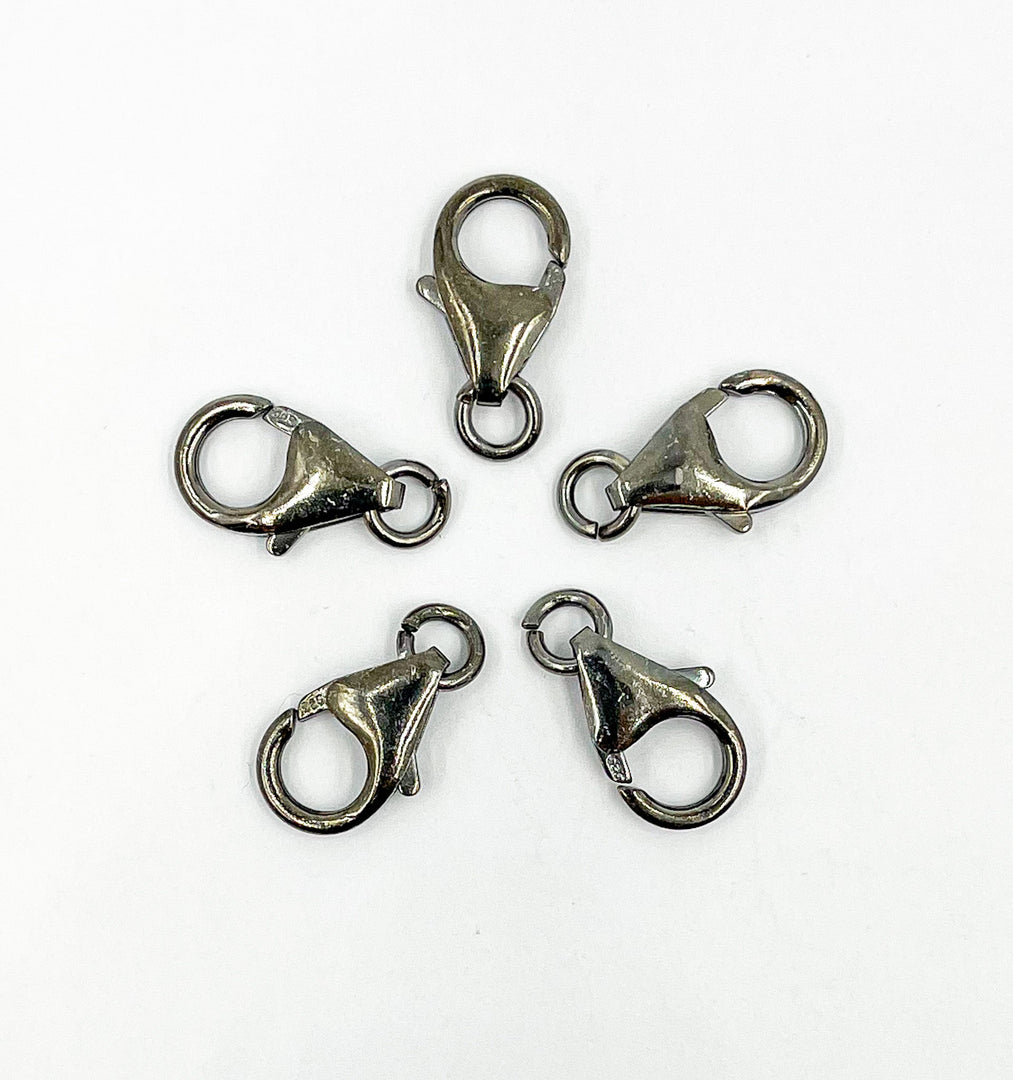 Black Rhodium 925 Sterling Silver 16mm Trigger Clasps. BRTC5