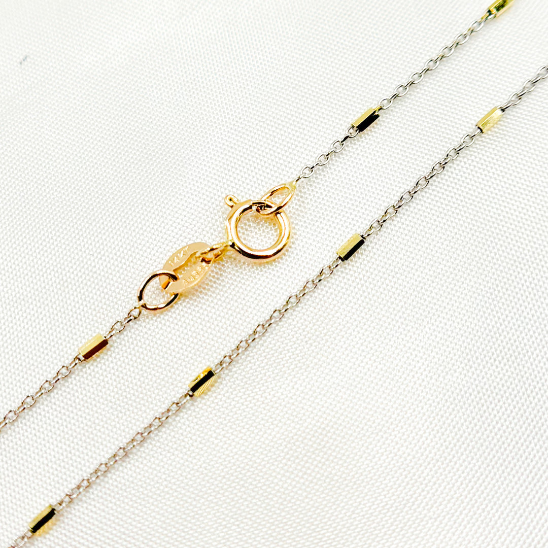 025R02E2CNP0G8L. 14k Solid Gold Satellite Bars Chain