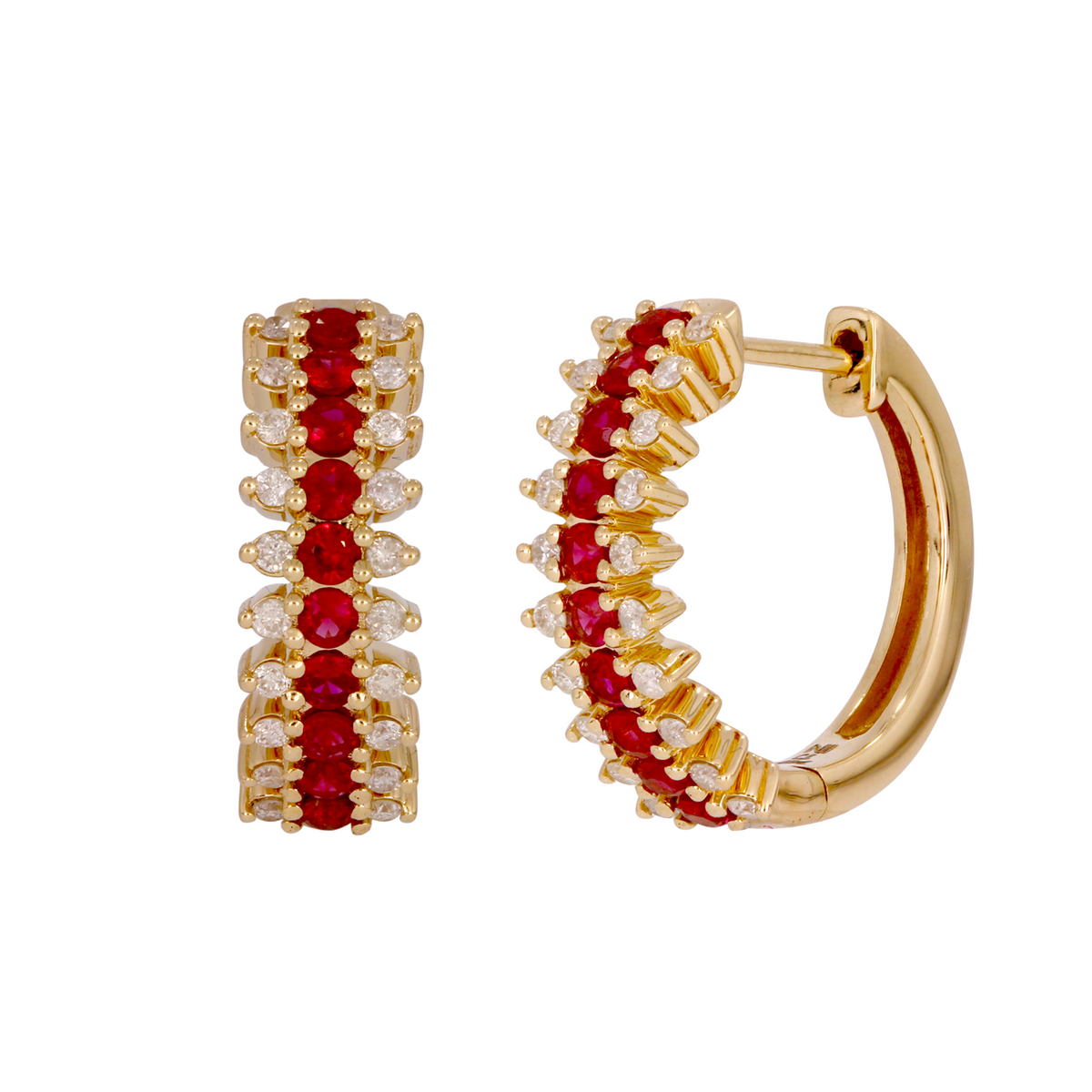 EHF57386. 14k Solid Gold Diamond and Gemstones Dangle Earrings