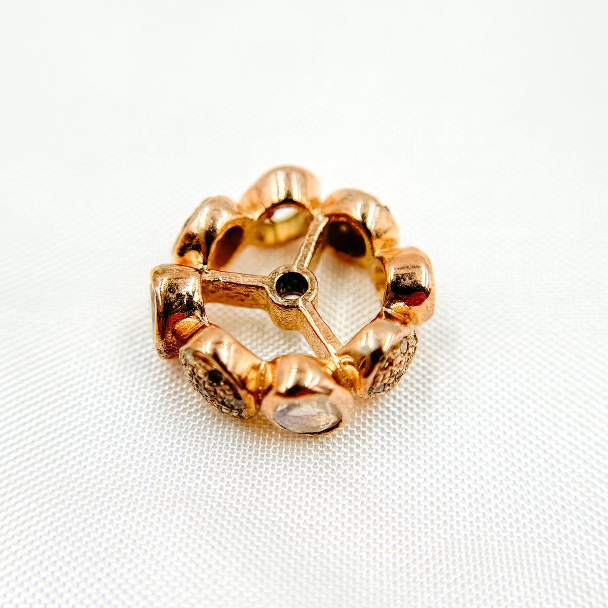 DC748. Diamond Sterling Silver Spacer Bead with Gemstone