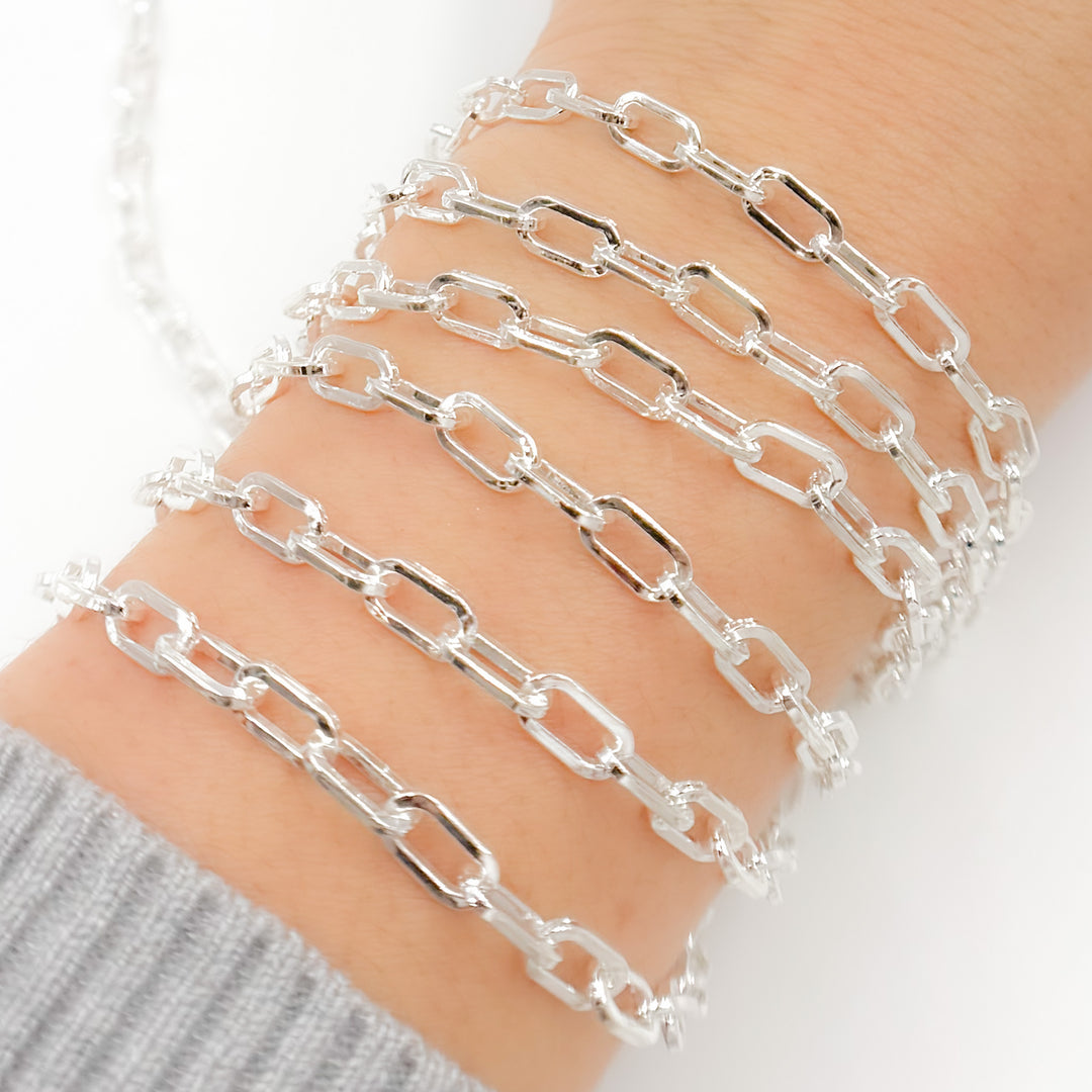 V137SS. Sterling Silver Flat Paperclip Chain