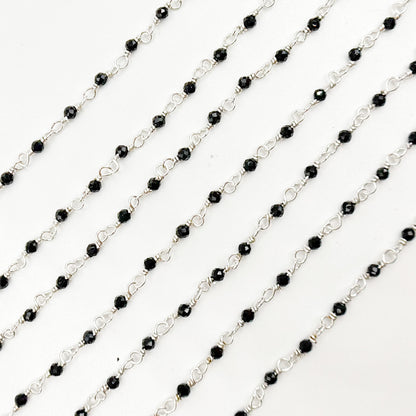 White Sterling Silver Black Spinal Wire Wrap Chain