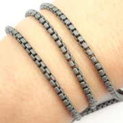 V130BRM. Black Rhodium Matt Sterling Silver Box Link Chain