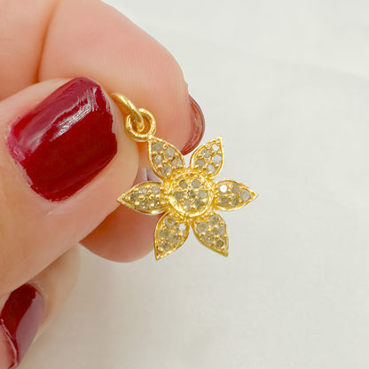 DP191. Diamond Sterling Silver Flower Charm