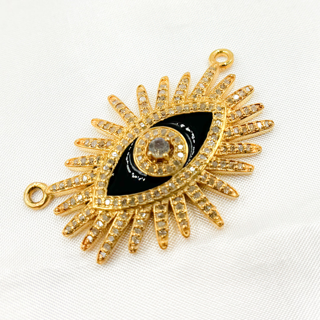 DP508A. Diamond Sterling Silver Eye Enamel Pendant with Gemstone