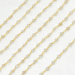 Load image into Gallery viewer, CMS117. Coated White Moonstone Gold Plated Wire Chain
