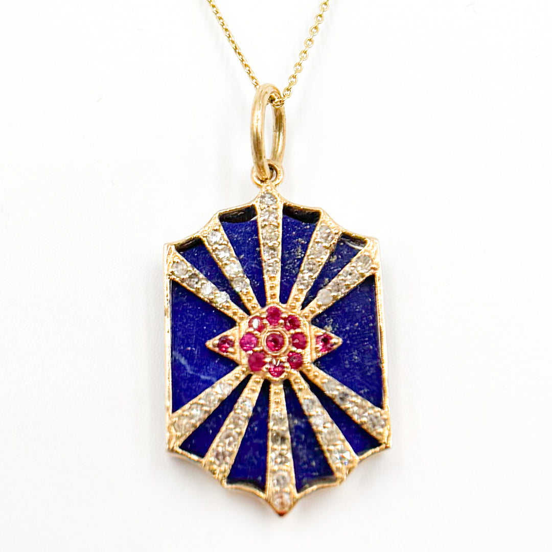 Solid Gold Eye with Rays Pendant