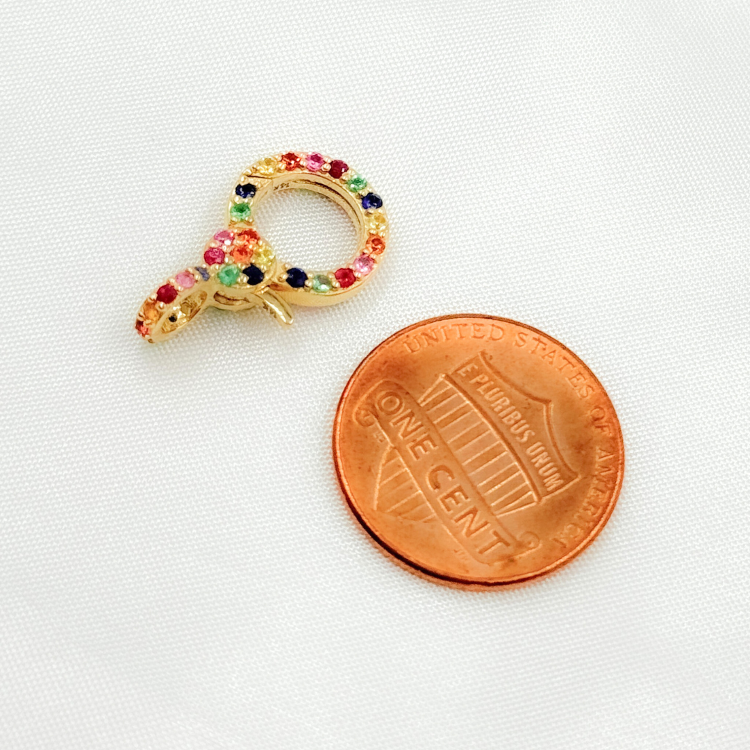 GDP415. 14k Solid Gold Multi Gemstone Clasp