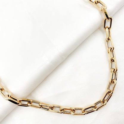 14K Yellow Gold Hollow Smooth and Flat Paperclip Chain