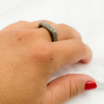 Load image into Gallery viewer, DE01. Diamond Black Rhodium Sterling Silver Square Ring