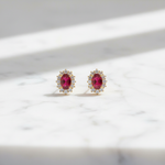 Load image into Gallery viewer, ER117581. 14k Solid Gold Diamond and Gemstone Oval Stud Earrings