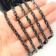 Black Rhodium Shinny Silver Rectangle Diamond Cut Heavy Cables