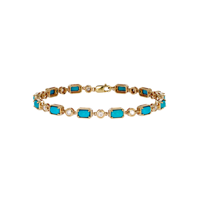 CB964165X3. 14K Solid Gold Diamond and Gemstone Bracelet