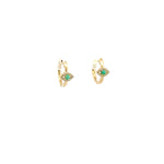 Load image into Gallery viewer, 14k Solid Gold Diamond and Turquoise Eye Huggies. EHB57135TQ
