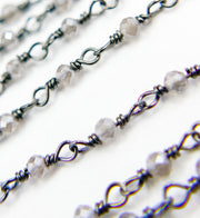 Labradorite Oxidized Wire Wrap Chain