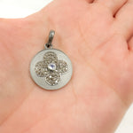 Load image into Gallery viewer, DP383. Diamond Sterling Silver Round Flower Pendant with Gemstone
